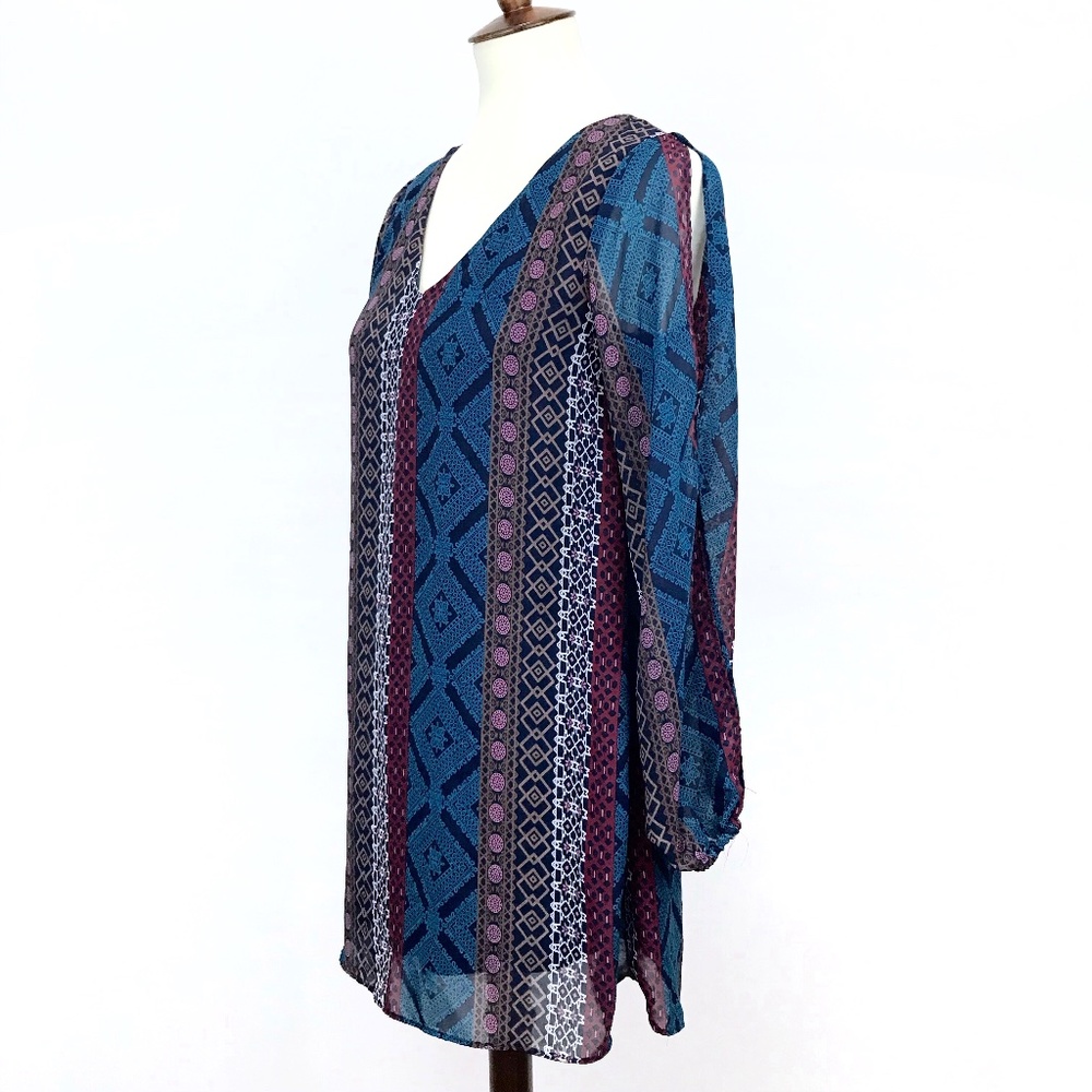 Intu Multicolor Split Cold Shoulder Boho Dress - image 3